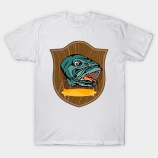 Mounted Largemouth Bass on Shield T-Shirt